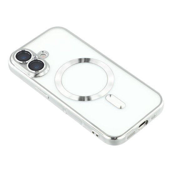 Husa compatibila cu IPhone 17, ALC MOBILE, pentru telefon mobil cu protectie pentru camera, Tehnologie MagSafe, rezistenta la socuri, contur Silver