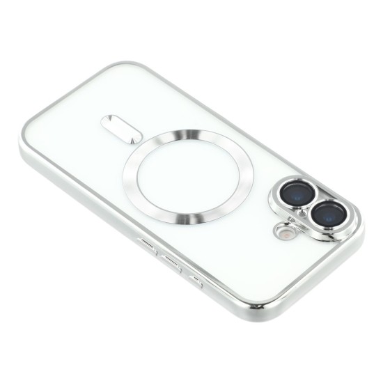 Husa compatibila cu IPhone 17, ALC MOBILE, pentru telefon mobil cu protectie pentru camera, Tehnologie MagSafe, rezistenta la socuri, contur Silver