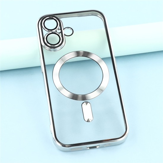 Husa compatibila cu IPhone 17, ALC MOBILE, pentru telefon mobil cu protectie pentru camera, Tehnologie MagSafe, rezistenta la socuri, contur Silver