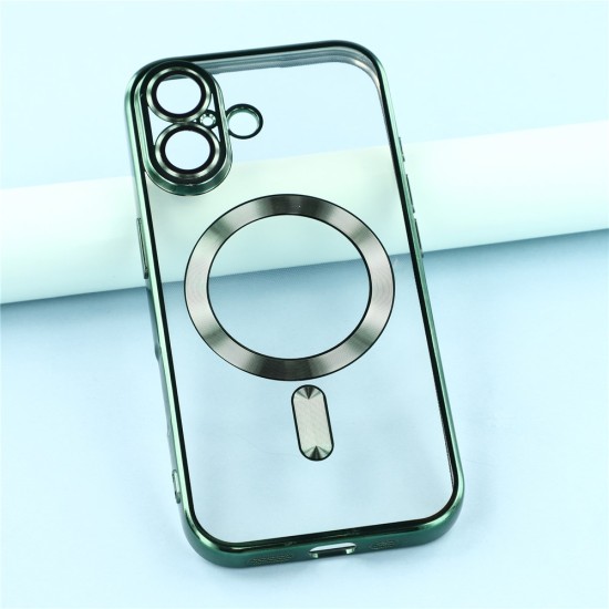 Husa compatibila cu IPhone 17, ALC MOBILE, pentru telefon mobil cu protectie pentru camera, Tehnologie MagSafe, rezistenta la socuri, contur Verde