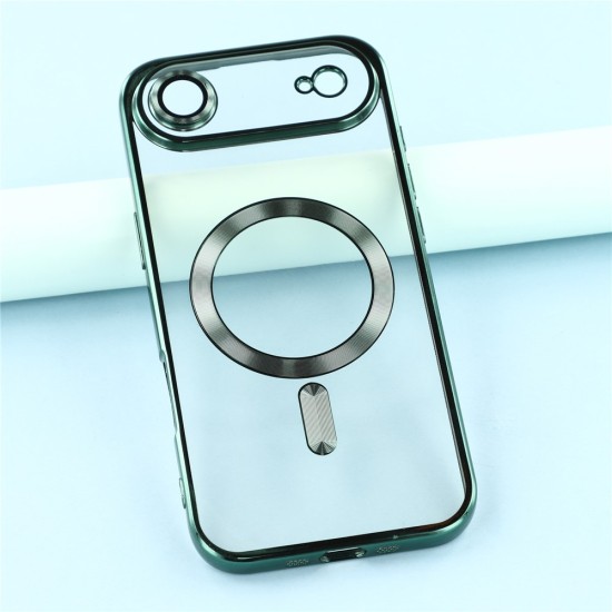 Husa compatibila cu IPhone 17 Air, ALC MOBILE, pentru telefon mobil cu protectie pentru camera, Tehnologie MagSafe, rezistenta la socuri, contur Verde