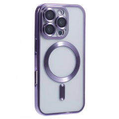 Husa compatibila cu IPhone 16 Pro Max, Model MagSafe, contur Mov Husa compatibila cu IPhone 16 Pro Max, Model MagSafe, contur Mov