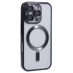Husa compatibila cu IPhone 16 Pro Max, Model MagSafe, contur Negru Husa compatibila cu IPhone 16 Pro Max, Model MagSafe, contur Negru