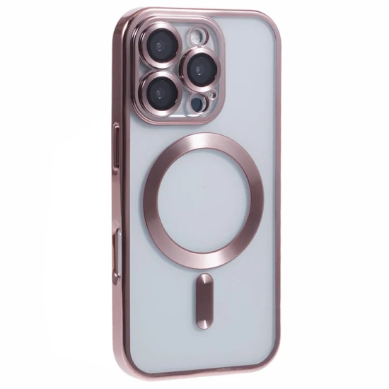 Husa compatibila cu IPhone 16 Pro, ALC MOBILE, pentru telefon mobil cu protectie pentru camera, Tehnologie MagSafe, rezistenta la socuri, contur Rose