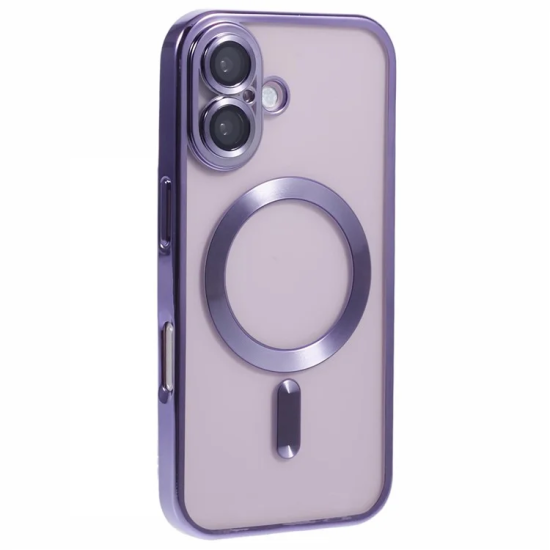 Husa compatibila cu IPhone 16, ALC MOBILE, pentru telefon mobil cu protectie pentru camera, Tehnologie MagSafe, rezistenta la socuri, contur Mov