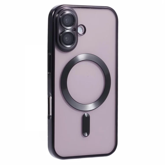 Husa compatibila cu IPhone 16 Plus, ALC MOBILE, pentru telefon mobil cu protectie pentru camera, Tehnologie MagSafe, rezistenta la socuri, contur Negru