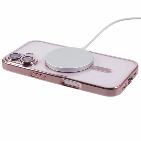 Husa compatibila cu IPhone 16 Plus, ALC MOBILE, pentru telefon mobil cu protectie pentru camera, Tehnologie MagSafe, rezistenta la socuri, contur Rose