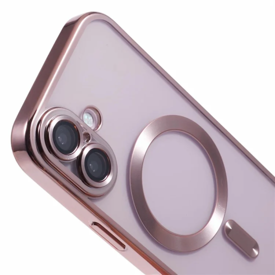 Husa compatibila cu IPhone 16, ALC MOBILE, pentru telefon mobil cu protectie pentru camera, Tehnologie MagSafe, rezistenta la socuri, contur Rose