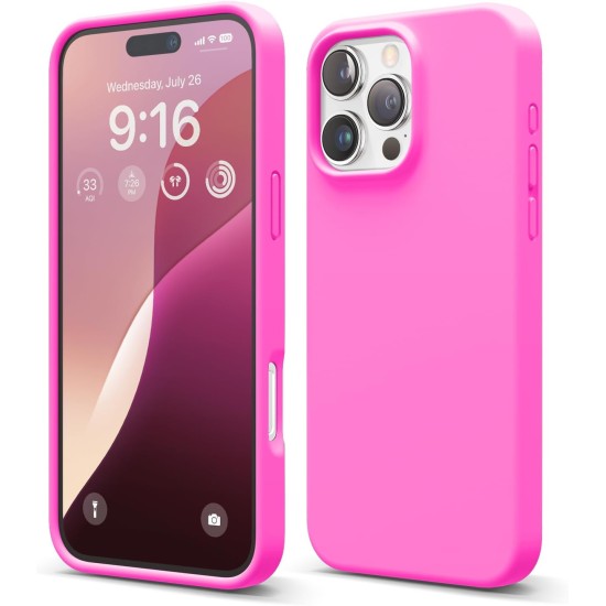 Husa Soft Touch, slim, ALC Mobile, anti soc, compatibila cu IPhone 16 Pro Max, Roz Neon Tpu