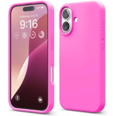 Husa Soft Touch, compatibila cu IPhone 16, Roz Neon Tpu