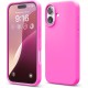 Husa Soft Touch, slim, ALC Mobile, anti soc, compatibila cu IPhone 16, Roz Neon Tpu