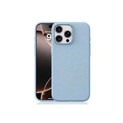Husa compatibila cu iPhone 16 Pro Max, MagSafe, Design Woven, Soft Touch, Antisoc, Albastru Deschis