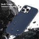 Husa compatibila cu iPhone 16 Pro, MagSafe, Design Woven, Soft Touch, Antisoc, Albastru Inchis