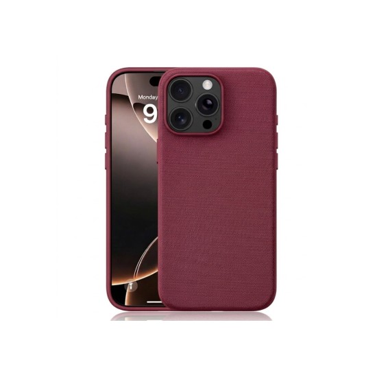 Husa compatibila cu iPhone 16 Pro, MagSafe, Design Woven, Soft Touch, Antisoc, Cherry Red