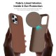 Husa compatibila cu iPhone 16 Pro, MagSafe, Design Woven, Soft Touch, Antisoc, Maro