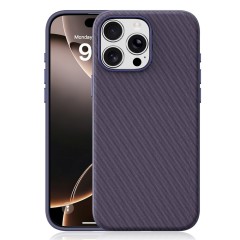 Husa compatibila cu iPhone 16 Pro Max, MagSafe, Design Woven, Soft Touch, Antisoc, Mov
