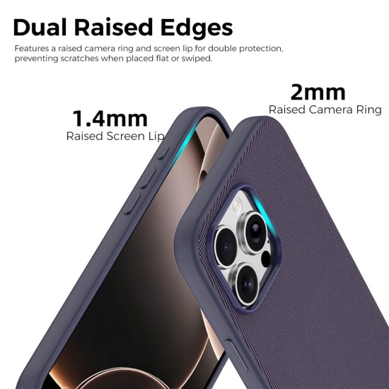 Husa compatibila cu iPhone 16 Pro, MagSafe, Design Woven, Soft Touch, Antisoc, Mov