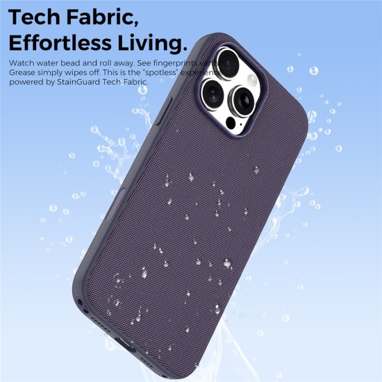 Husa compatibila cu iPhone 16 Pro, MagSafe, Design Woven, Soft Touch, Antisoc, Mov