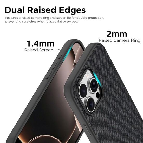 Husa compatibila cu iPhone 16 Pro, MagSafe, Design Woven, Soft Touch, Antisoc, Negru