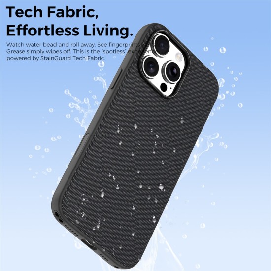 Husa compatibila cu iPhone 16 Pro, MagSafe, Design Woven, Soft Touch, Antisoc, Negru