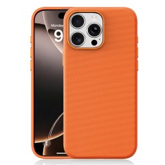 Husa compatibila cu iPhone 16 Pro Max, MagSafe, Design Woven, Soft Touch, Antisoc, Portocaliu