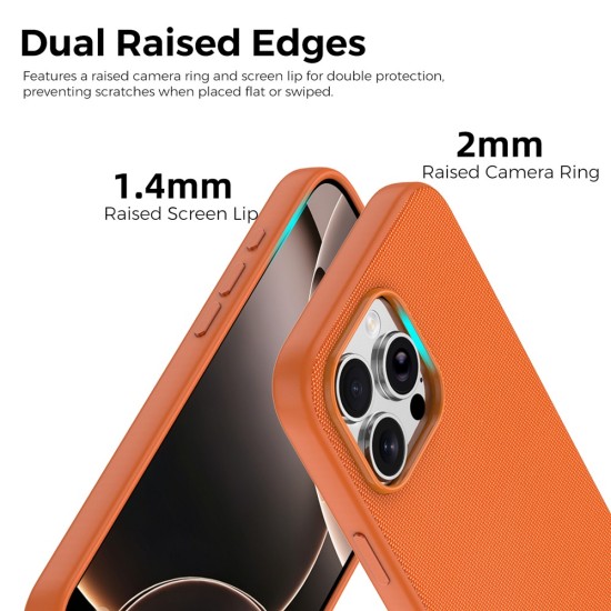  Husa compatibila cu iPhone 16 Pro, MagSafe, Design Woven, Soft Touch, Antisoc, Portocaliu