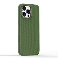 Husa compatibila cu iPhone 16 Pro Max, MagSafe, Design Woven, Soft Touch, Antisoc, Verde