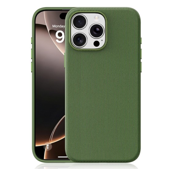 Husa compatibila cu iPhone 16 Pro, MagSafe, Design Woven, Soft Touch, Antisoc, Verde