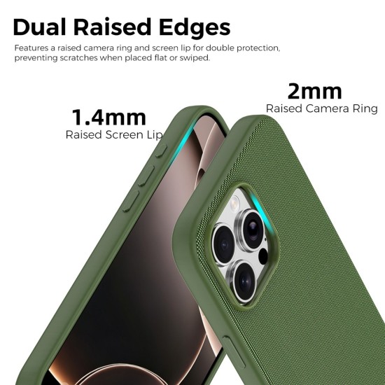 Husa compatibila cu iPhone 16 Pro, MagSafe, Design Woven, Soft Touch, Antisoc, Verde