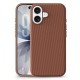 Husa compatibila cu iPhone 16, MagSafe, Design Woven, Soft Touch, Antisoc, Maro
