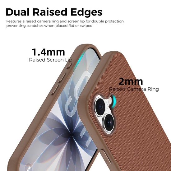 Husa compatibila cu iPhone 16, MagSafe, Design Woven, Soft Touch, Antisoc, Maro