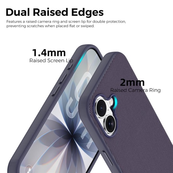 Husa compatibila cu iPhone 17, MagSafe, Design Woven, Soft Touch, Antisoc, Mov