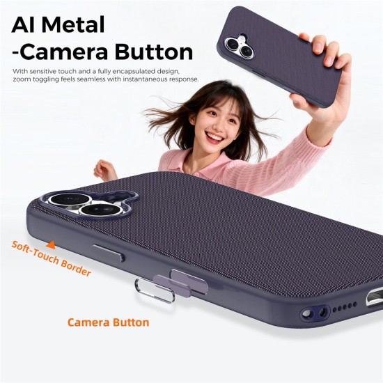 Husa compatibila cu iPhone 17, MagSafe, Design Woven, Soft Touch, Antisoc, Mov