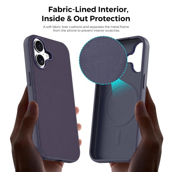 Husa compatibila cu iPhone 17, MagSafe, Design Woven, Soft Touch, Antisoc, Mov