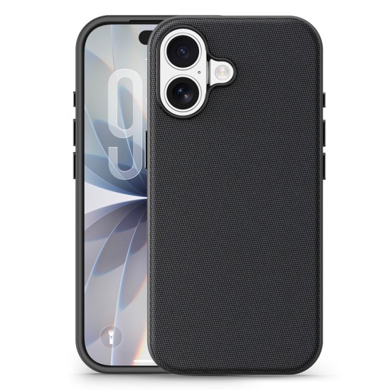 Husa compatibila cu iPhone 16, MagSafe, Design Woven, Soft Touch, Antisoc, Negru
