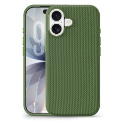  Husa compatibila cu iPhone 16, MagSafe, Design Woven, Soft Touch, Antisoc, Verde