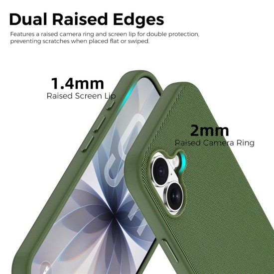  Husa compatibila cu iPhone 17, MagSafe, Design Woven, Soft Touch, Antisoc, Verde