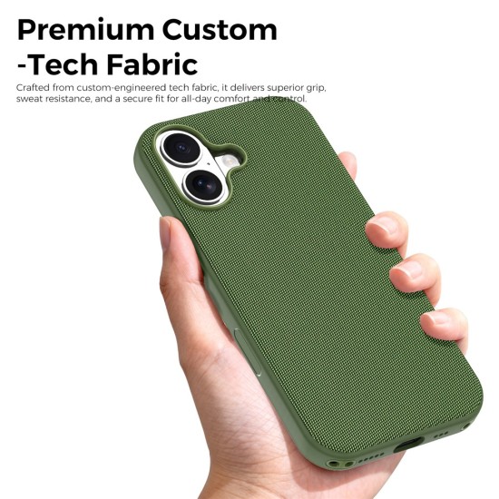  Husa compatibila cu iPhone 17, MagSafe, Design Woven, Soft Touch, Antisoc, Verde