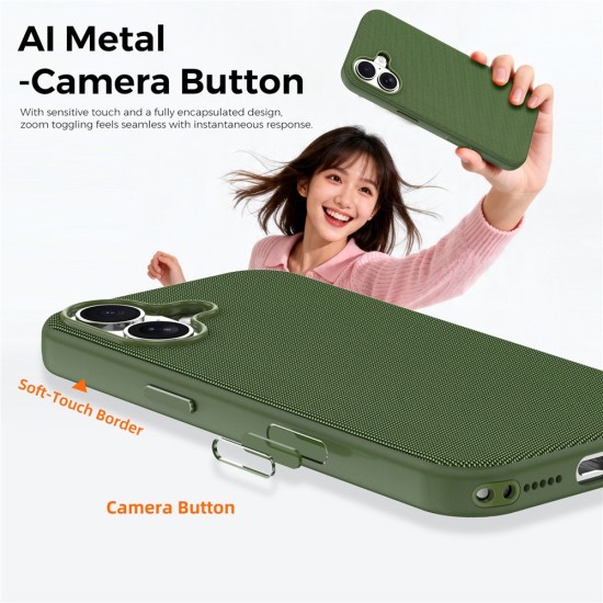  Husa compatibila cu iPhone 17, MagSafe, Design Woven, Soft Touch, Antisoc, Verde
