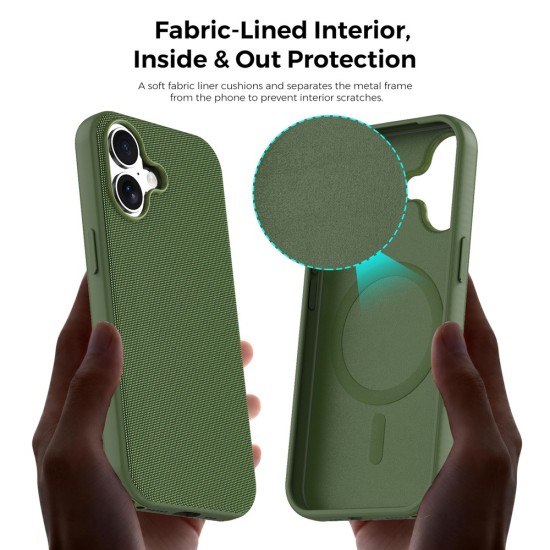  Husa compatibila cu iPhone 17, MagSafe, Design Woven, Soft Touch, Antisoc, Verde