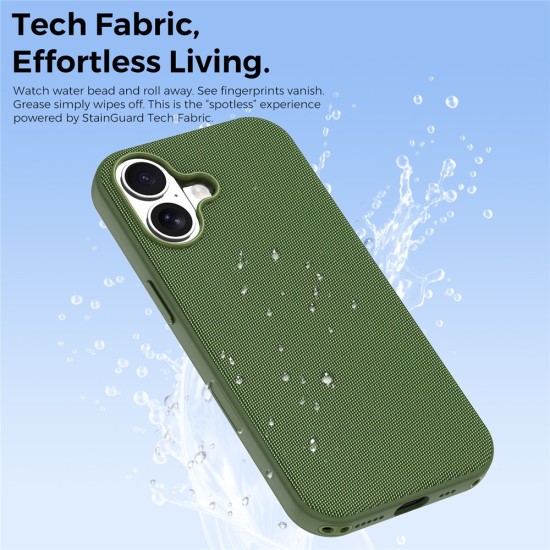  Husa compatibila cu iPhone 17, MagSafe, Design Woven, Soft Touch, Antisoc, Verde