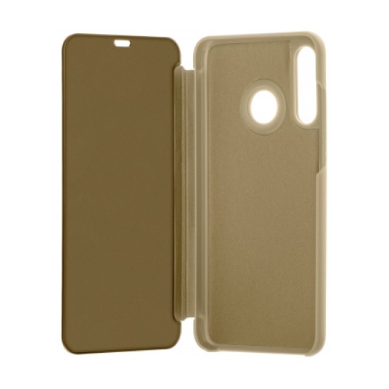 Husa compatibila cu Huawei P40 lite E, oglinda Flip Mirror Stand, Gold