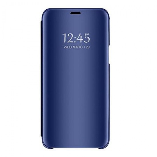 Husa Huawei P Smart Z, Clear View Flip Mirror Stand, Blue
