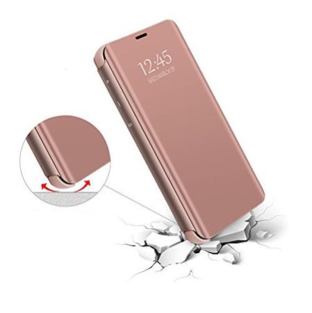 Husa Book Flip Stand Mirror, Clear View, Samsung Galaxy A9 2018, Rose