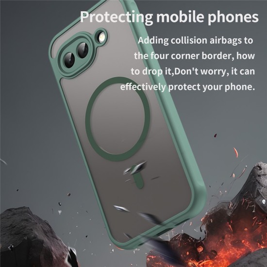 Husa pentru Google Pixel 10a, Matte, compatibila cu MagSafe, Protectie 360, Anti-Soc, Verde