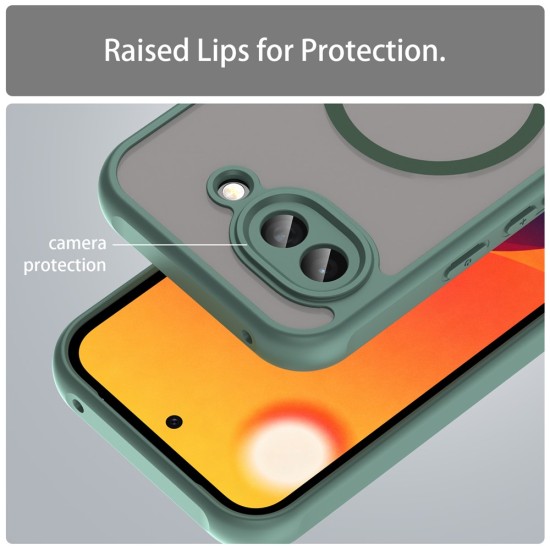Husa pentru Google Pixel 10a, Matte, compatibila cu MagSafe, Protectie 360, Anti-Soc, Verde