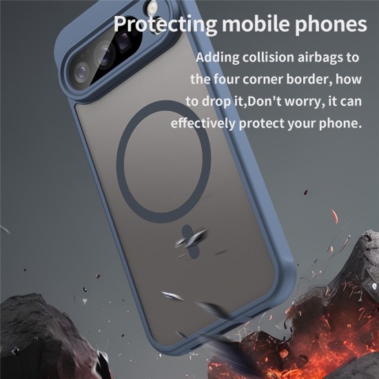 Husa pentru Google Pixel 10 Pro, Matte, compatibila cu MagSafe, Protectie 360, Anti-Soc, Albastru