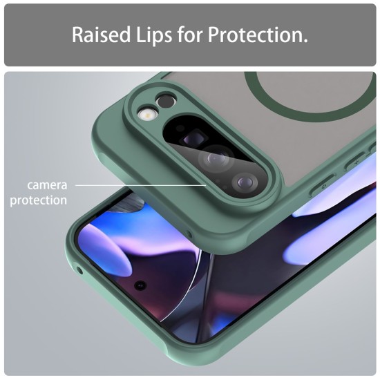 Husa pentru Google Pixel 10 Pro, Matte, compatibila cu MagSafe, Protectie 360, Anti-Soc, Verde