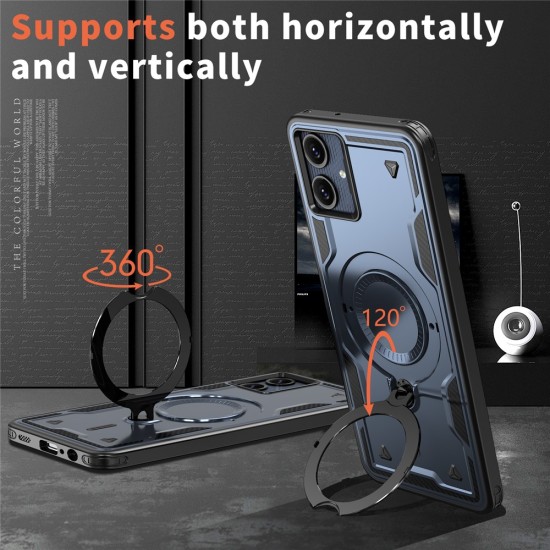 Husa military armour cu inel metalic, ALC MOBILE, compatibila cu Samsung Galaxy A06, Albastru