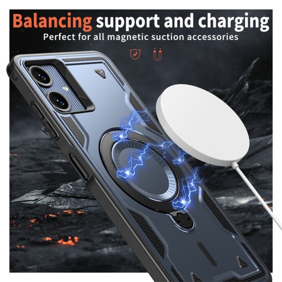 Husa military armour cu inel metalic, ALC MOBILE, compatibila cu Samsung Galaxy A06, Albastru